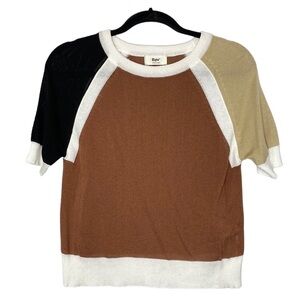 B.Yu Colorblock Short Sleeve Sweater Size S